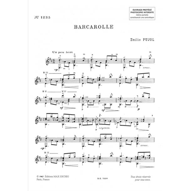 Barcarolle (Pujol 1235) Guitare